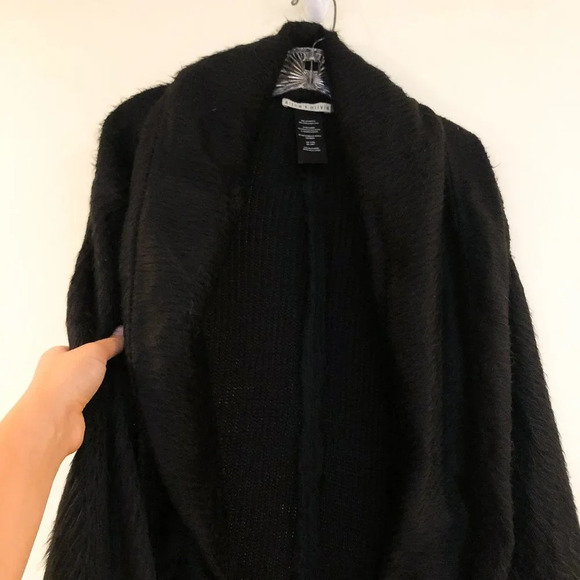 Alice + Olivia Sweaters - Alice+Olivia Black Fuzzy Knit Open Cardigan Vest